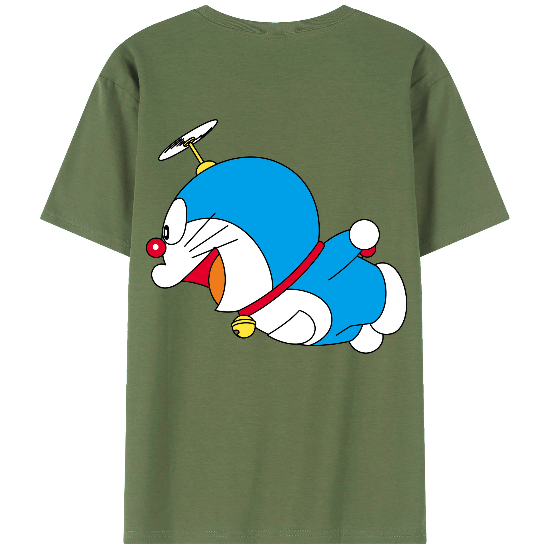 （画像用） ドラえもん Doraemon 綿100％ メンズ半袖Tシャツ（バックプリント） 通気性